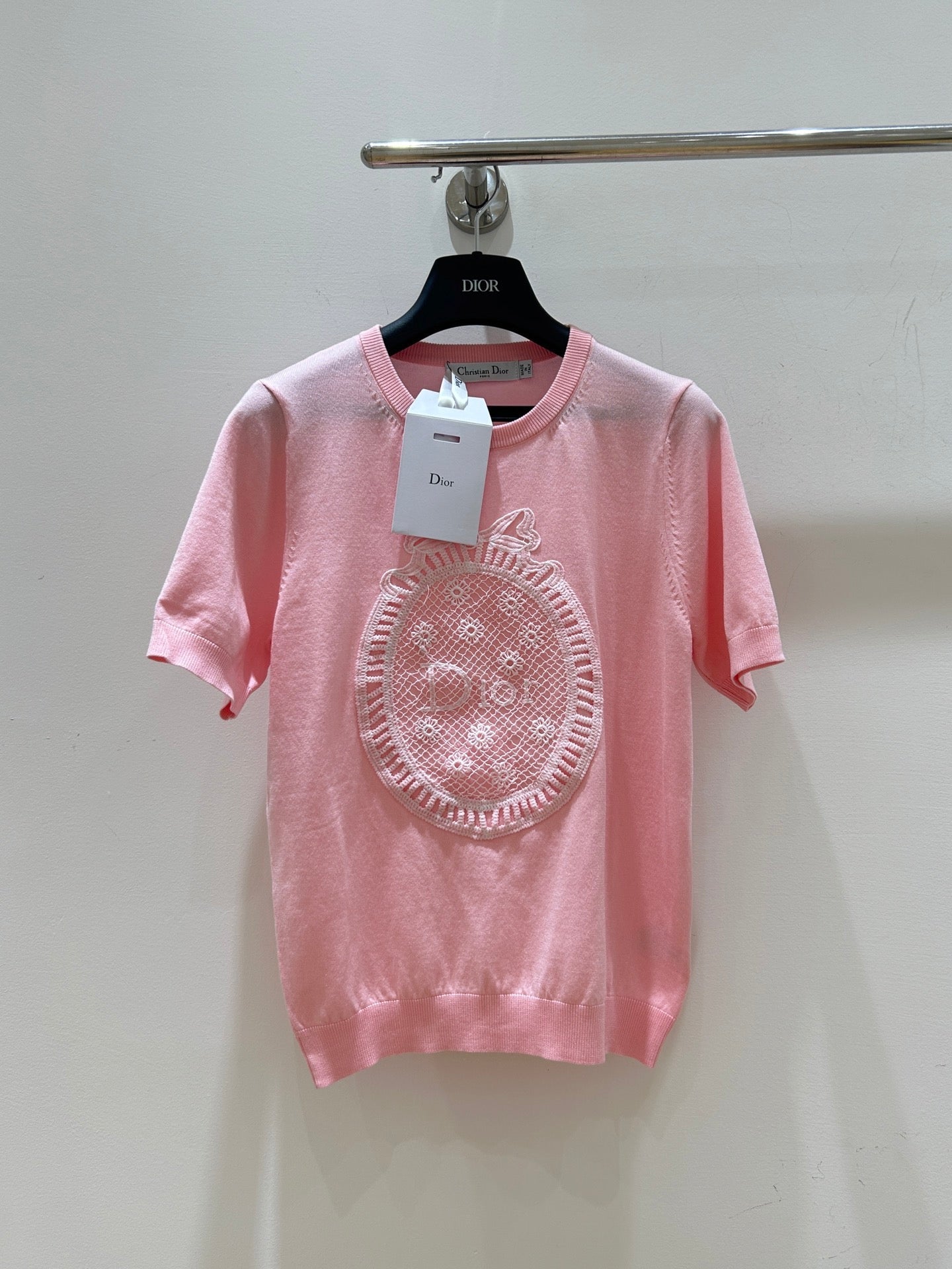 Dior 2026 Short-Sleeved T-shirts Crochet-Effect Patch Tencel 469332