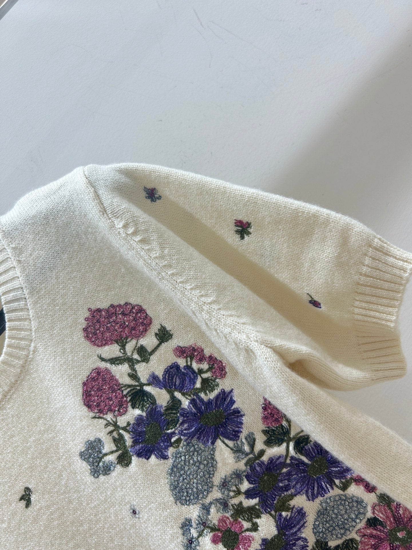 Dior 2026 Flower T-shirt Cream Wool 535388