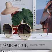 SIGNATURE ROUND SUNGLASS 581382 IN GOLD METAL BROWN SMOKE LENSES