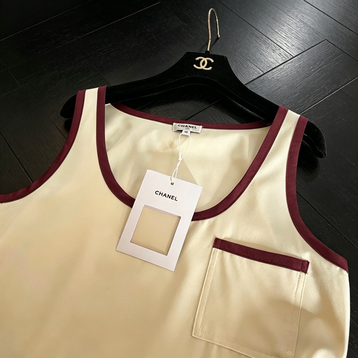 Chanel 2026 Color-Block Pocket Tank Top Light Yellow Soie Silk 300778