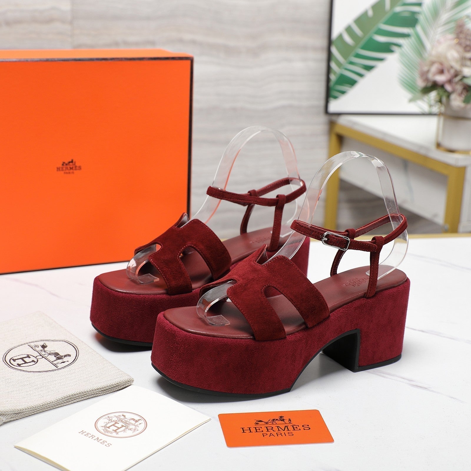 HM Jam 70 sandal In Burgundy Suede 120315
