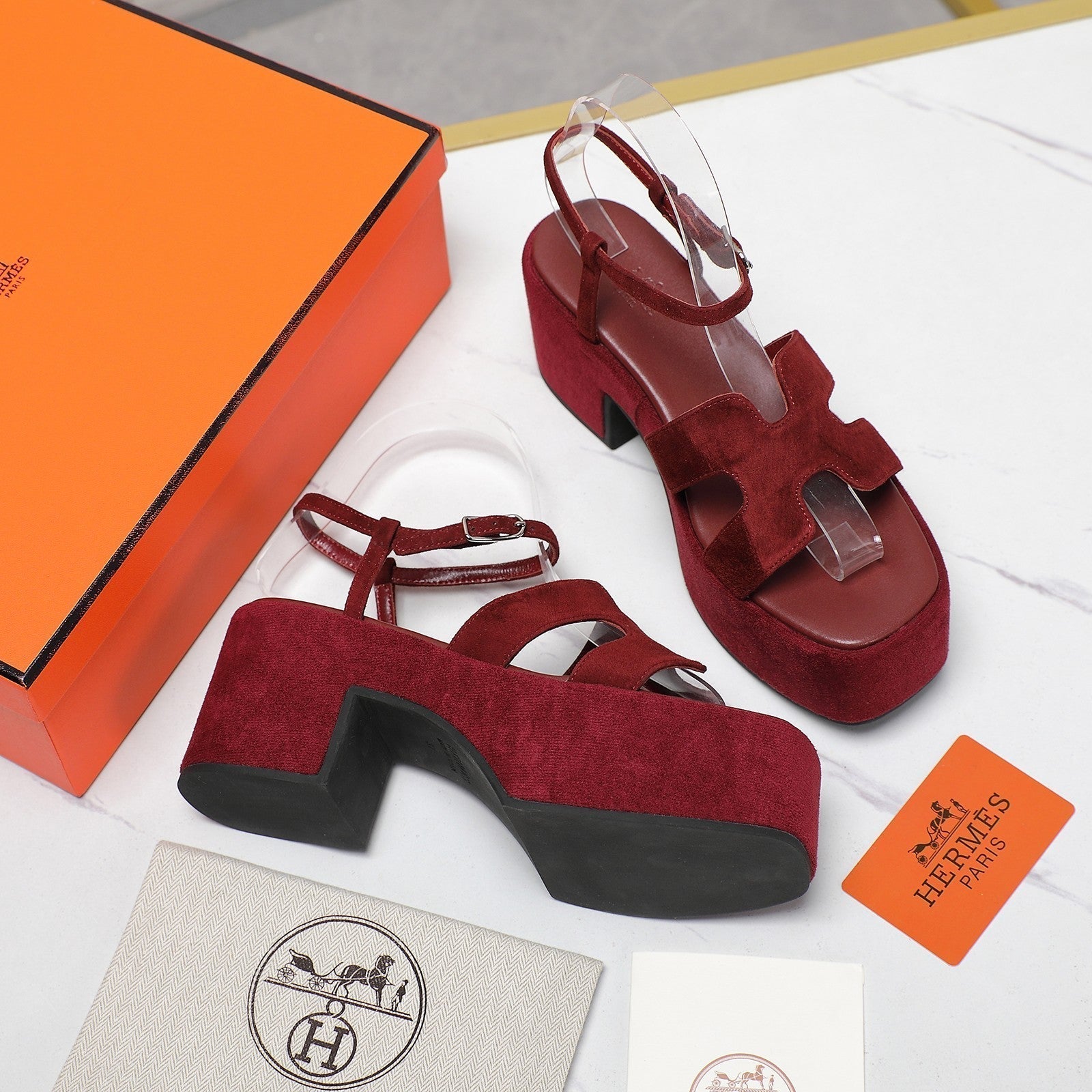 HM Jam 70 sandal In Burgundy Suede 120315