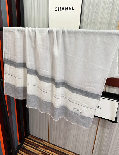 CC Scarf 200 CM In White Mix Light Grey Linen Fabric 423097