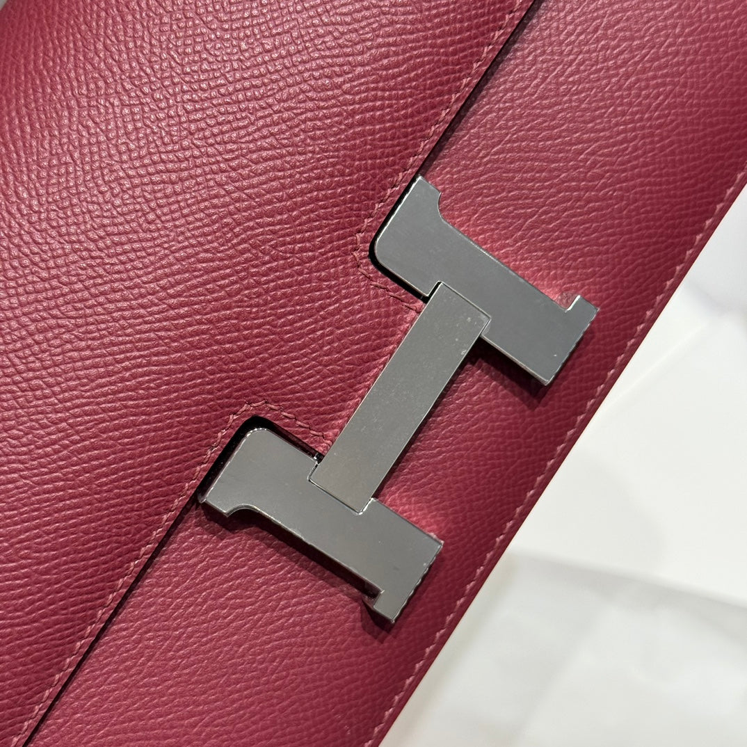 HM Constance Elan 24cm Bag Burgundy Epsom Leather Silver Hardware