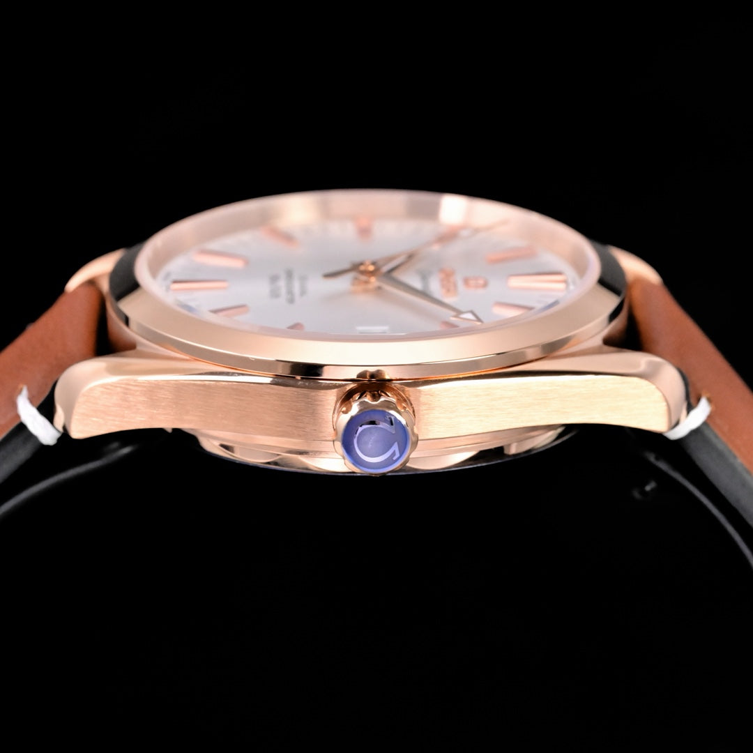 Omega Seamaster 150M Aqua Terra Observatory 39mm Brown Leather Strap