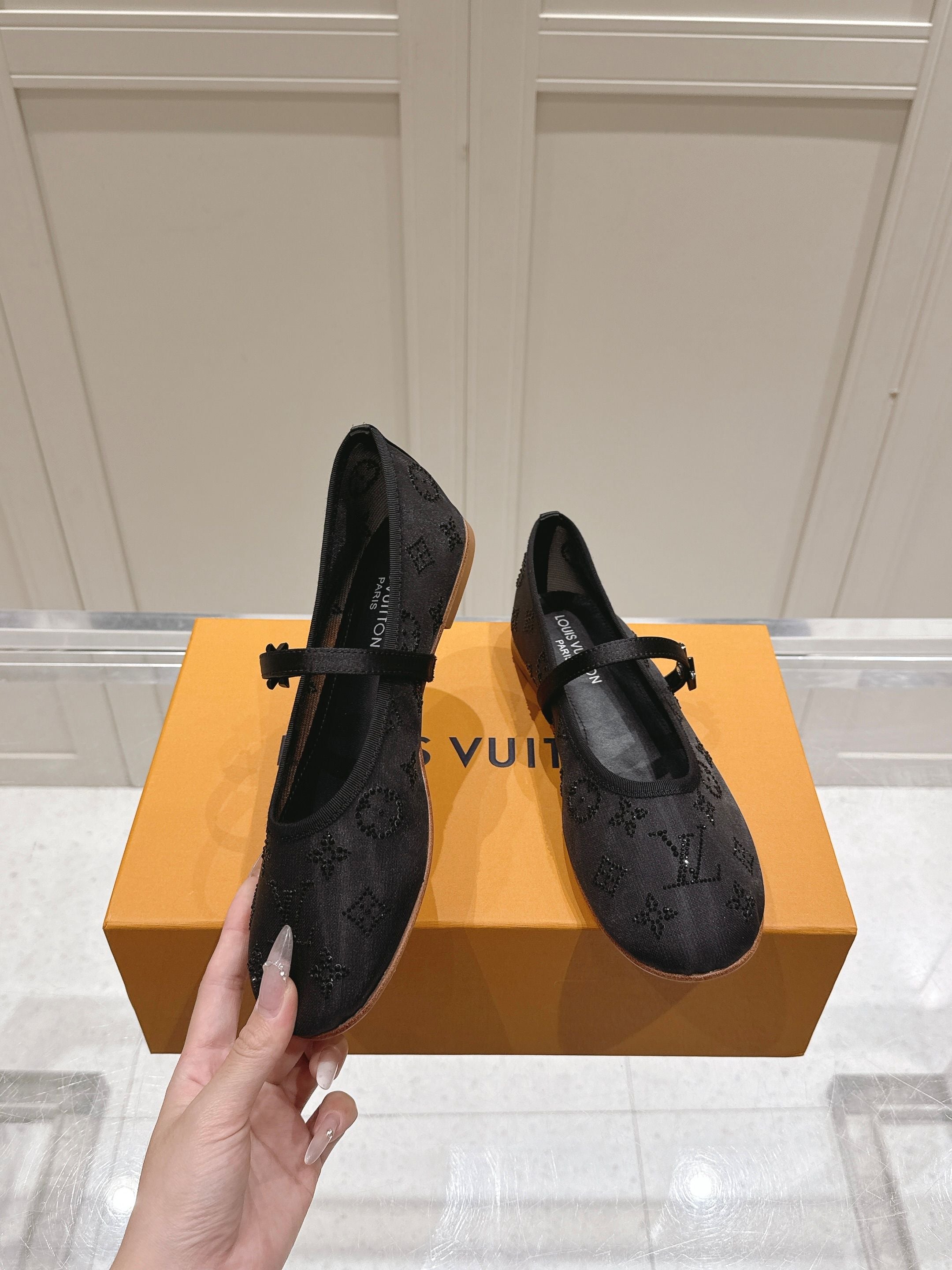 Louis Vuitton 2026 Ballet Flats Mesh Leather 778849