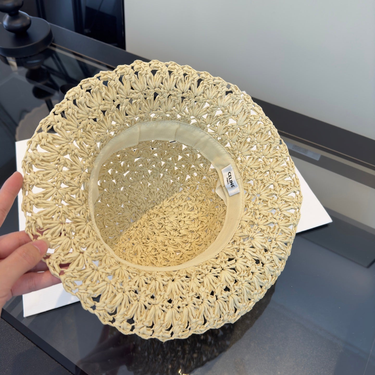 Celine Openwork Straw Hat 360697