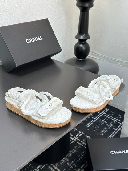 CC Sandals White Rope Lambskin 331280