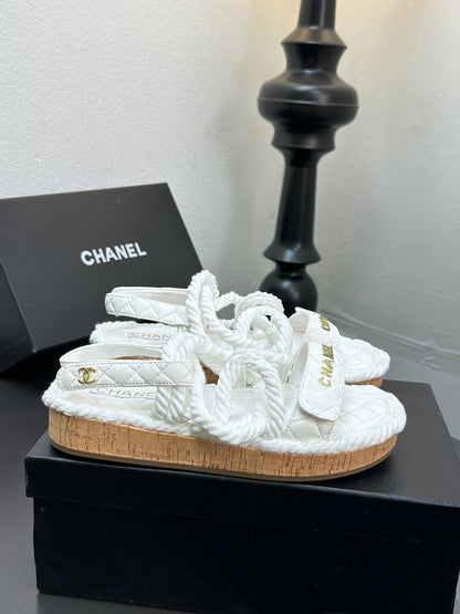 CC Sandals White Rope Lambskin 331280