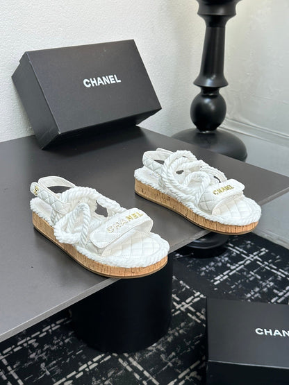 CC Sandals White Rope Lambskin 331280