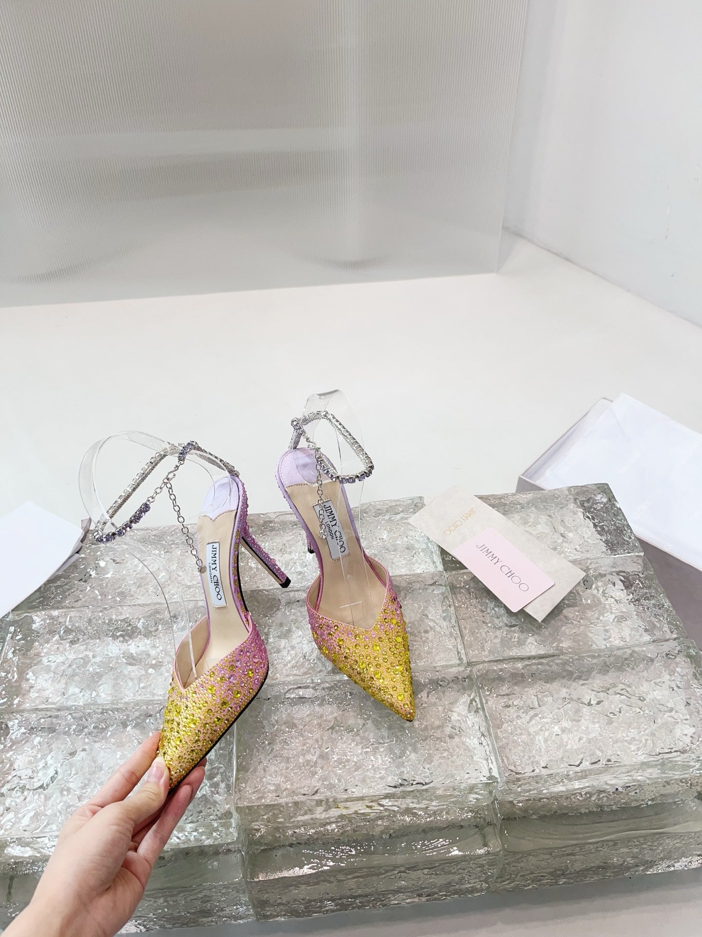 Jimmy Choo 2026 Saeda 100 Embellished Pump Yellow Purple Pink Leather