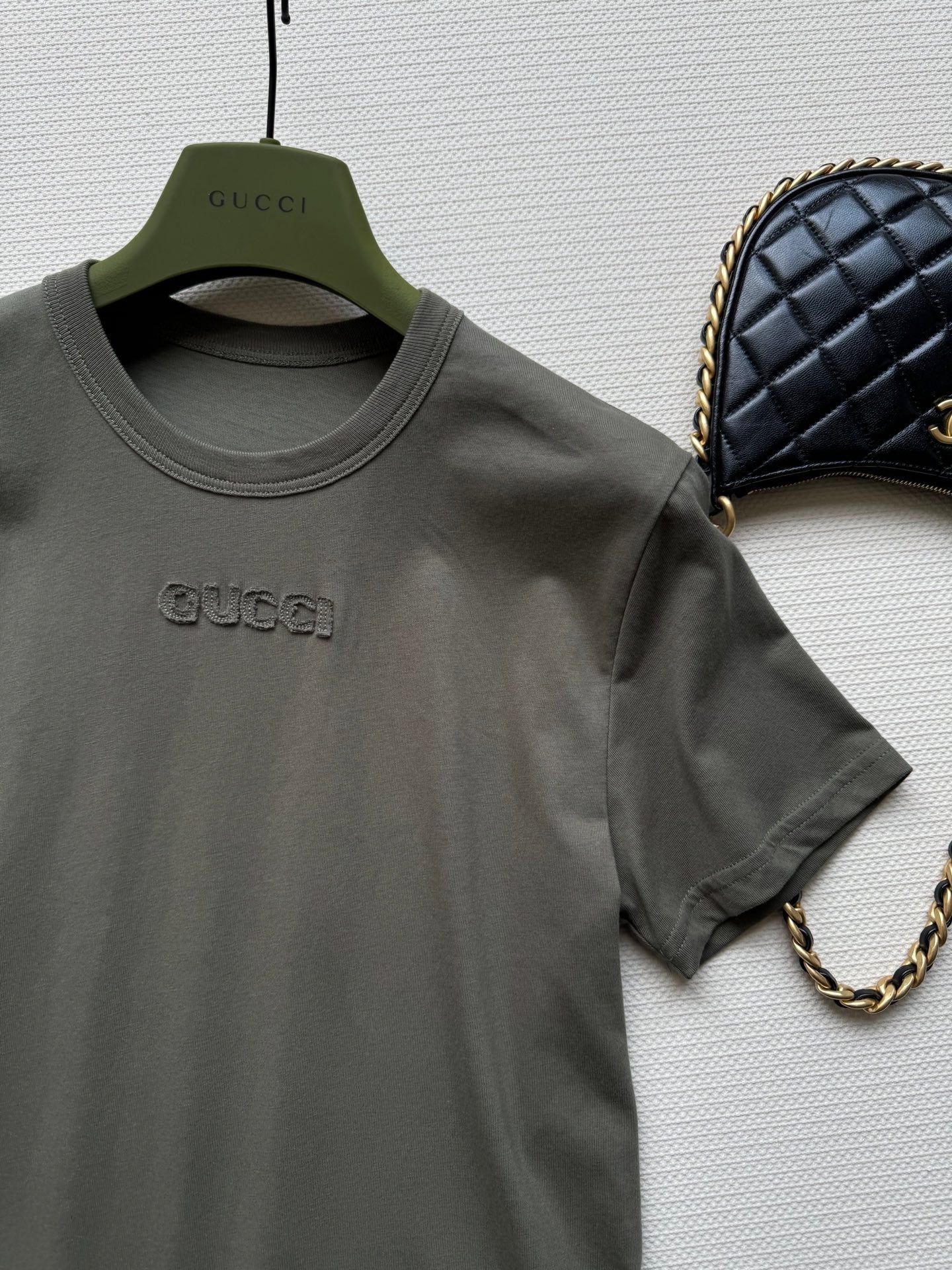 Gucci 2025 Embroidered Jersey T-shirt Dark Green Cotton