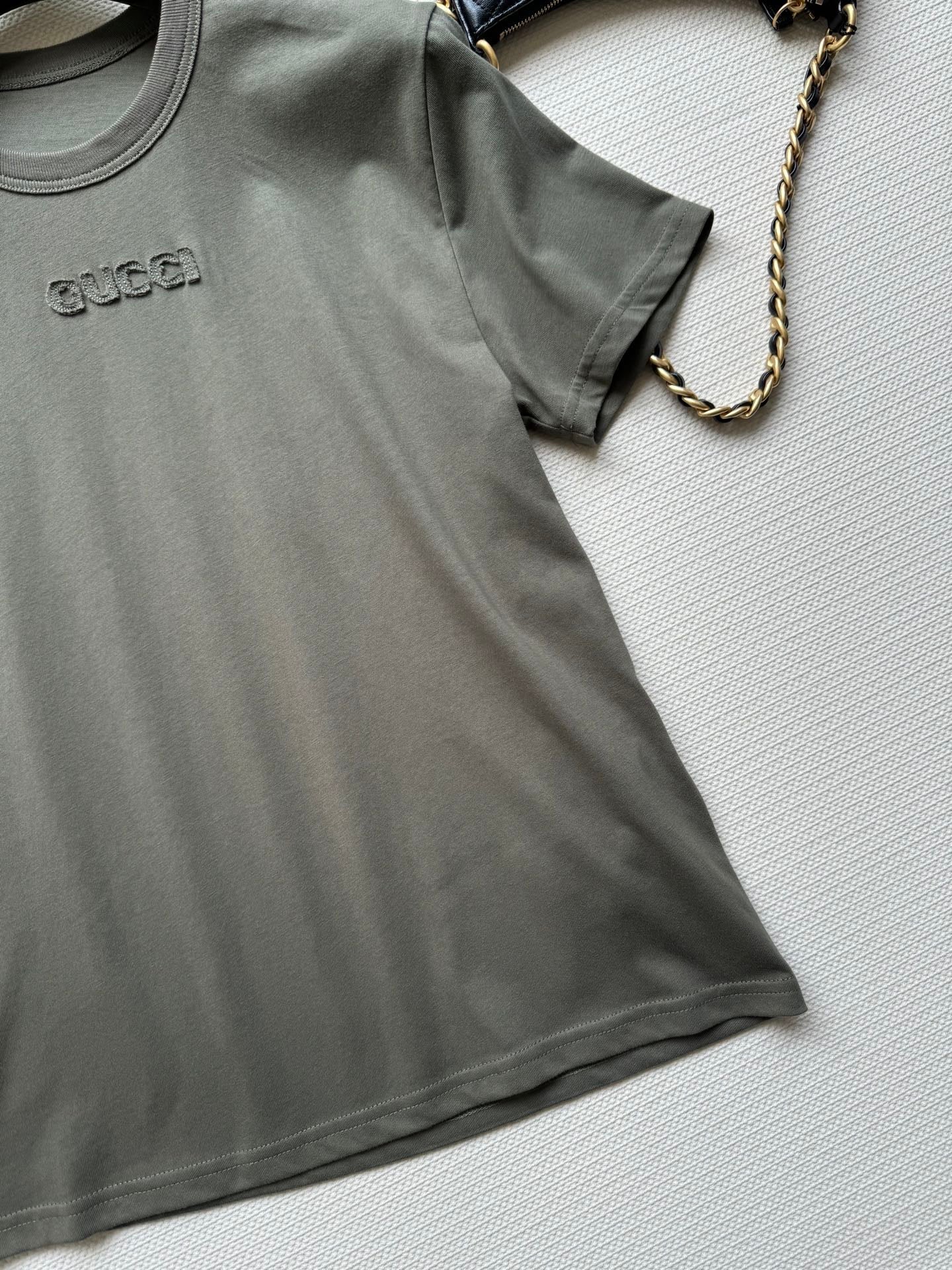 Gucci 2025 Embroidered Jersey T-shirt Dark Green Cotton