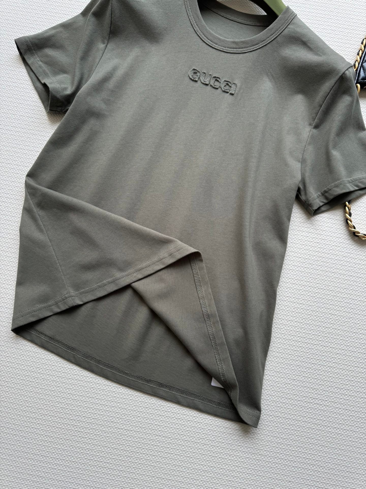 Gucci 2025 Embroidered Jersey T-shirt Dark Green Cotton
