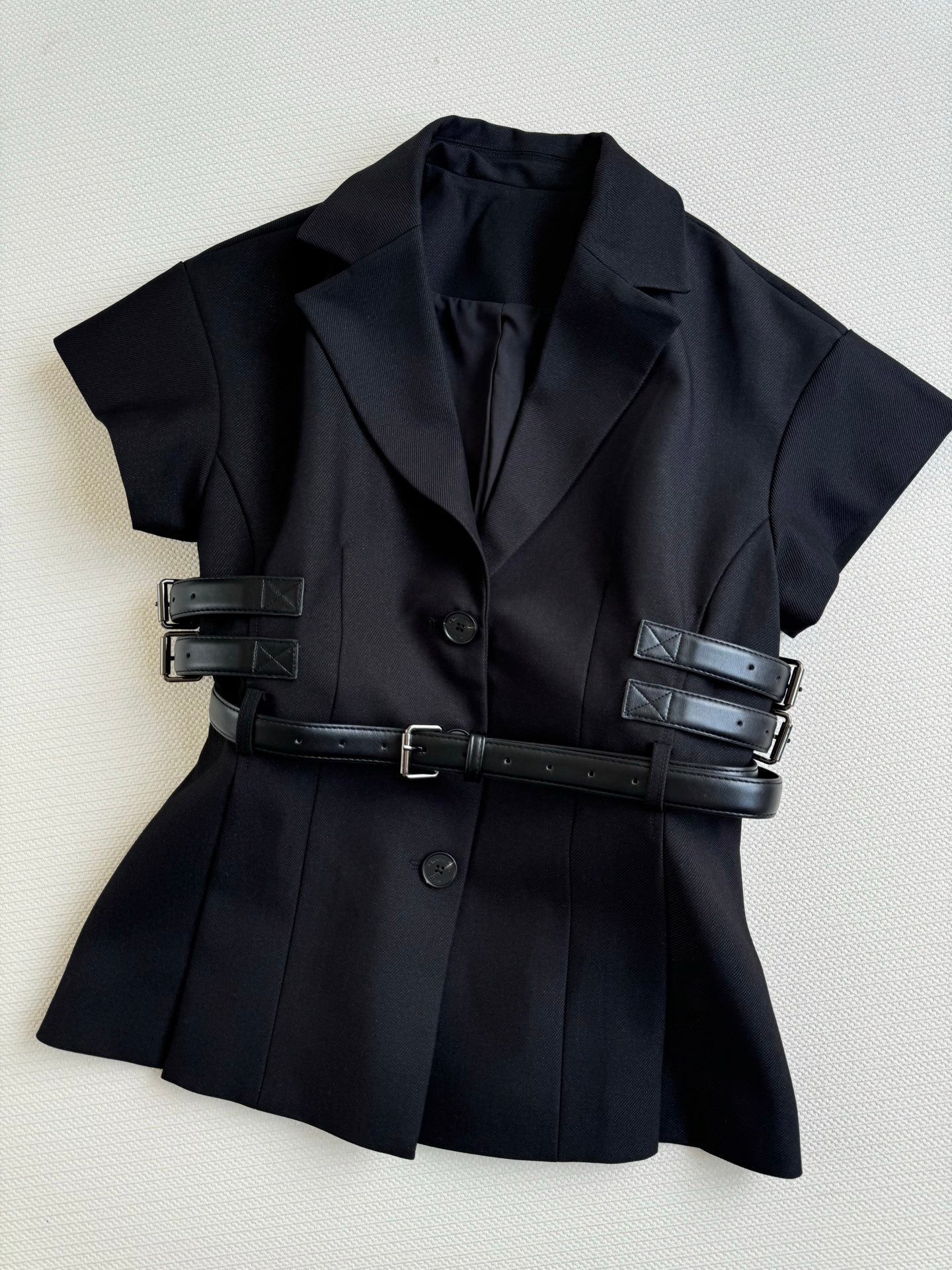 CD 25 Vest With Belt Black Wool Viscose