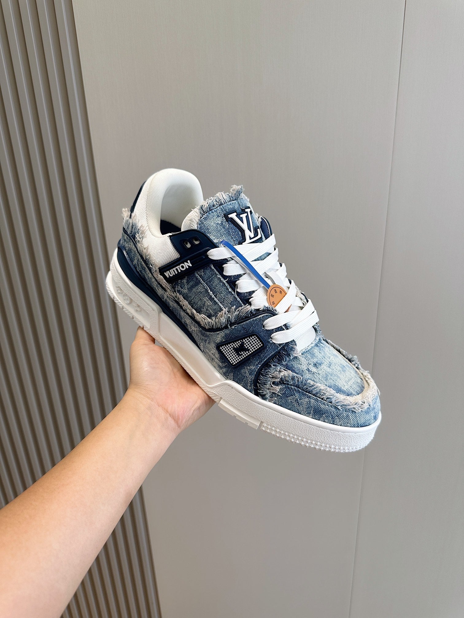 LV TRAINER SNEAKER CERULEAN BLUE MONOGRAM DENIM
