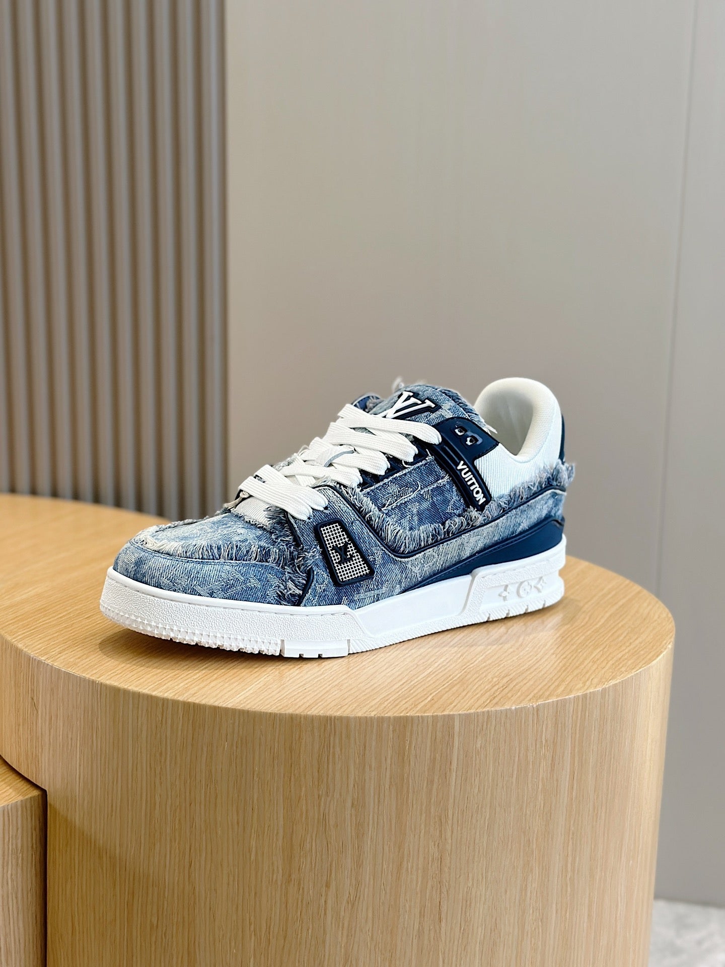 LV TRAINER SNEAKER CERULEAN BLUE MONOGRAM DENIM
