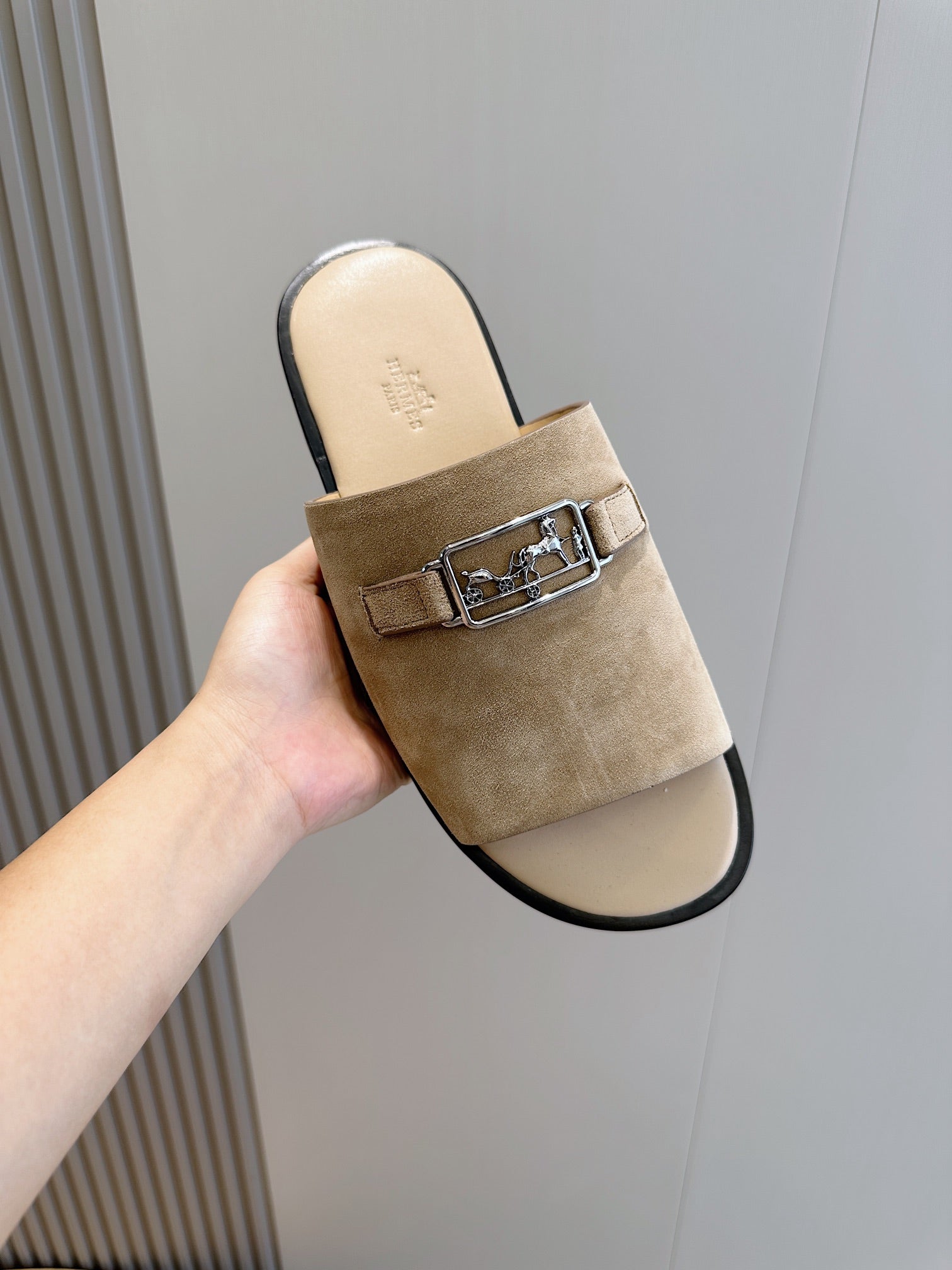 HM Men's Tenor Slide Green Suede 547657
