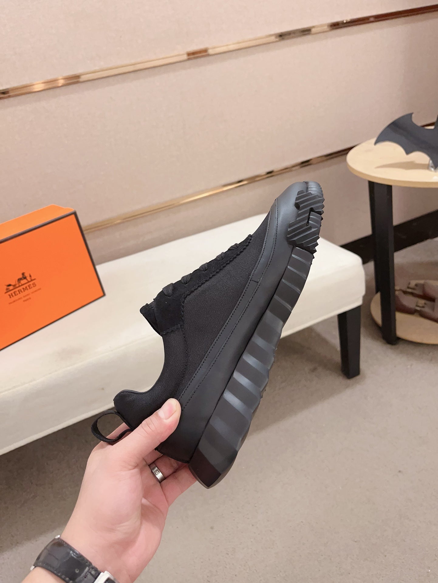 HM BOUNCING SNEAKER BLACK CALFSKIN