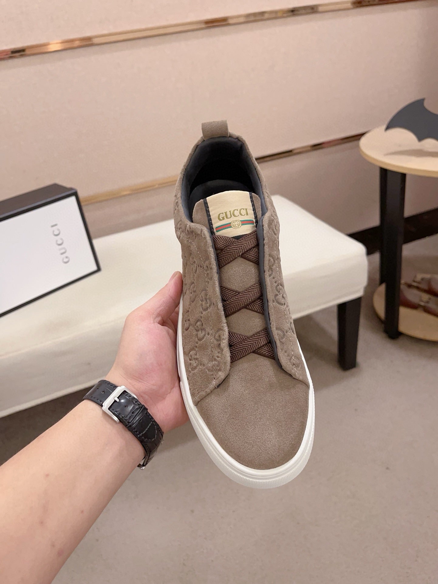 GG Men's Sneaker Brown Suede 448476