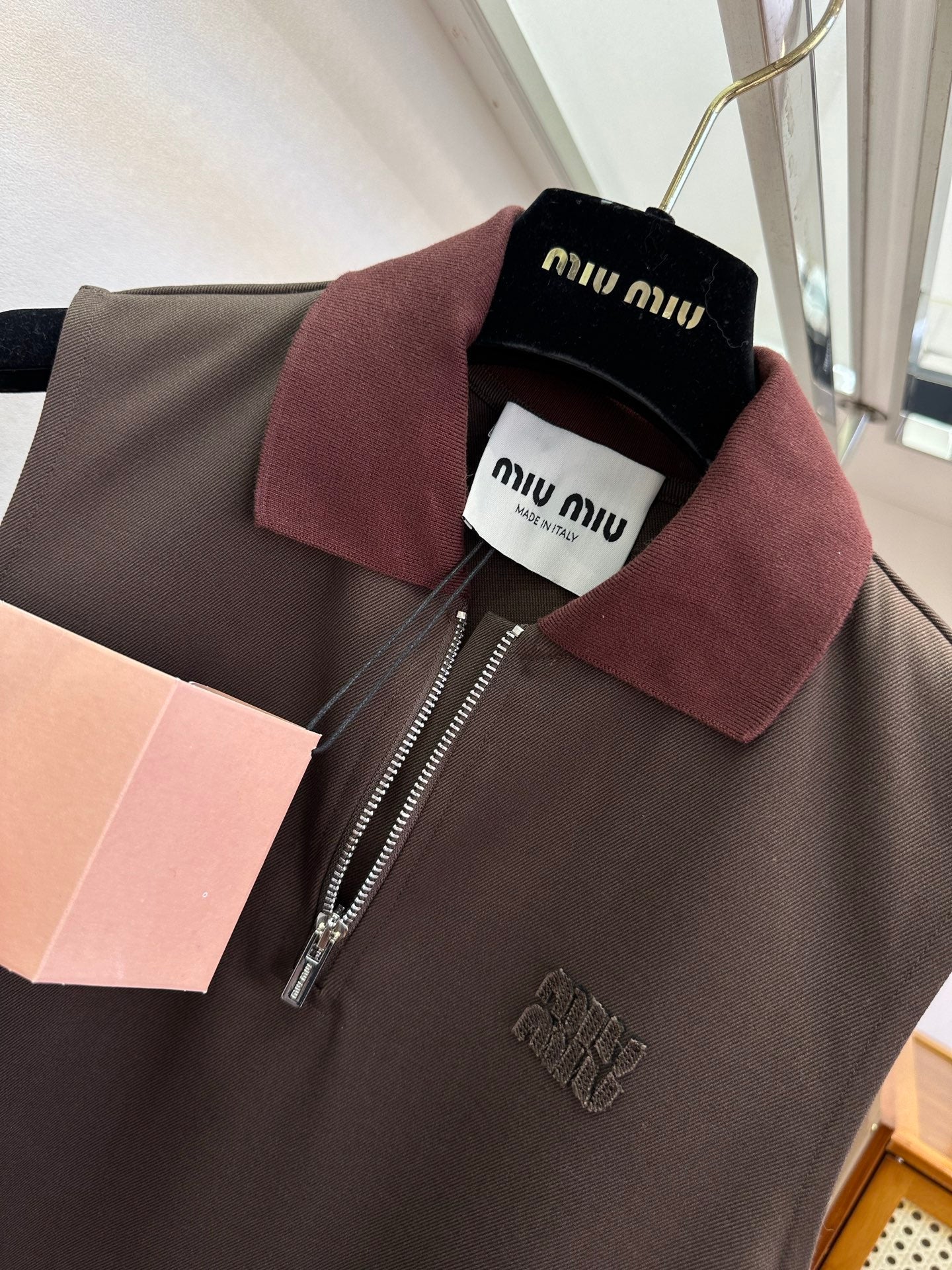 Miumiu 2026 Sleeveless Polo Dress Brown Cotton