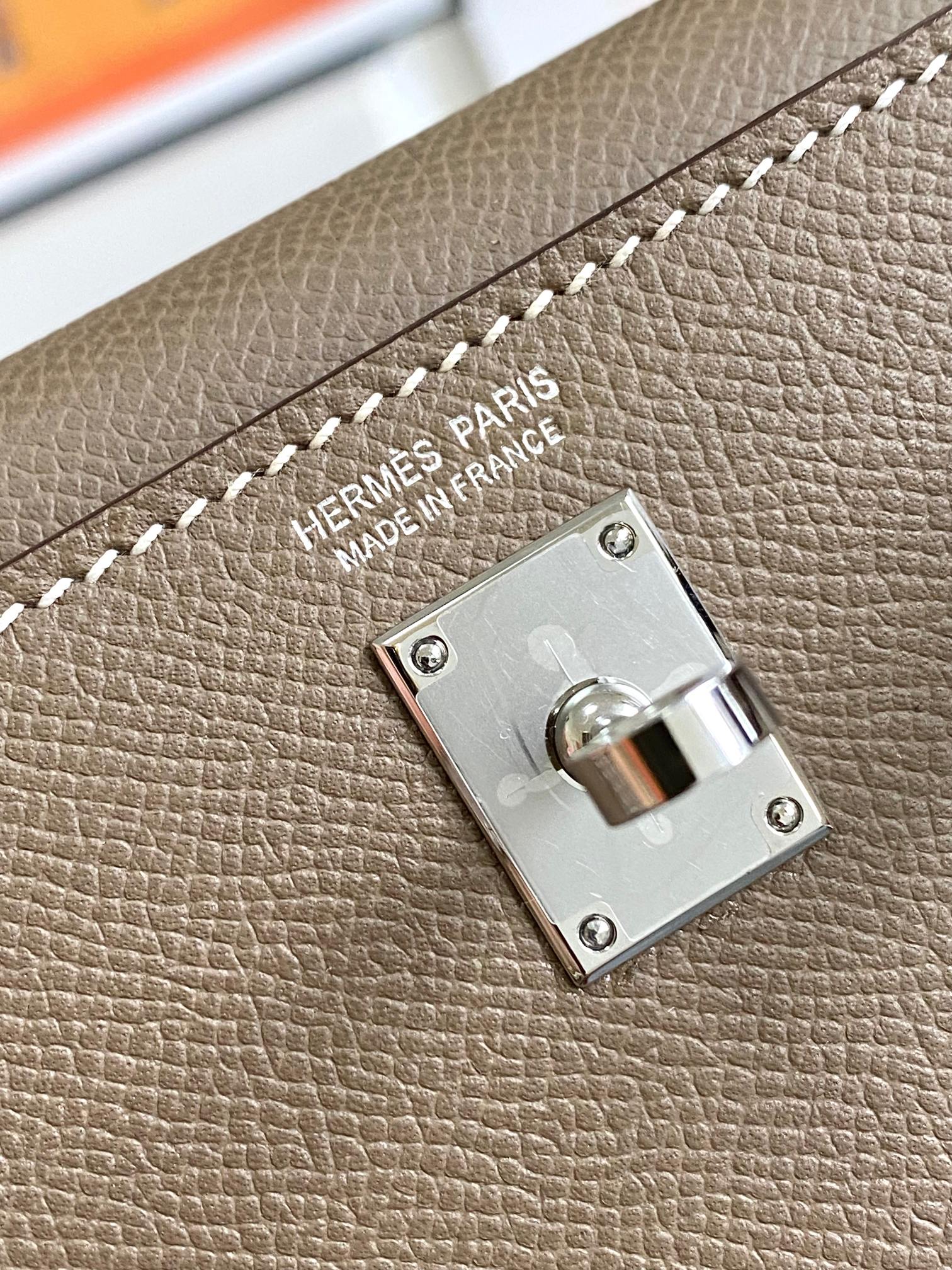 HM Mini Kelly 19cm Elephant Grey Epsom Silver Hardware