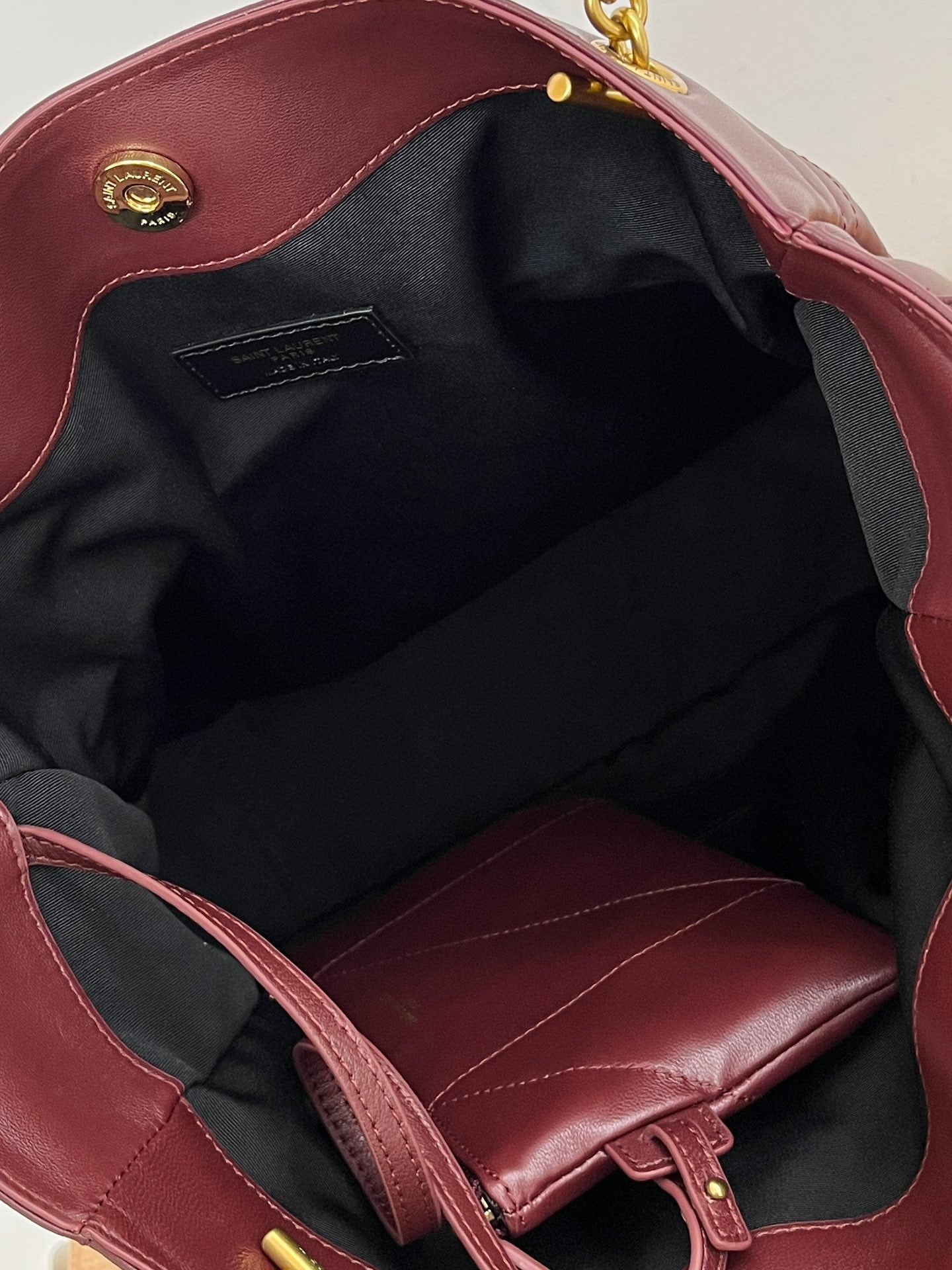YSL 2025 Jamie Shopping Burgundy 29cm Lambskin
