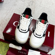 GG Men's Re-Web Sneaker White Black Calfskin 534247