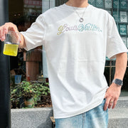 LV 26A Short-Sleeve T-Shirt White Rhinestones Cotton 406012