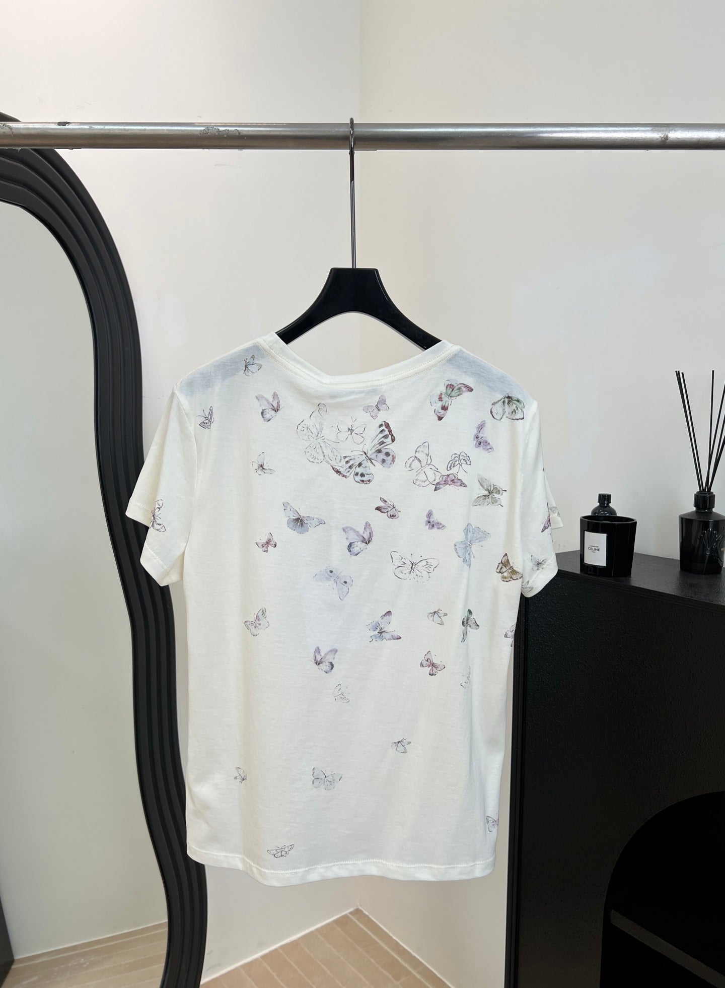 Chanel 2026 Butterfly Print Mercerized T-shirt White mix Multicolors Cotton
