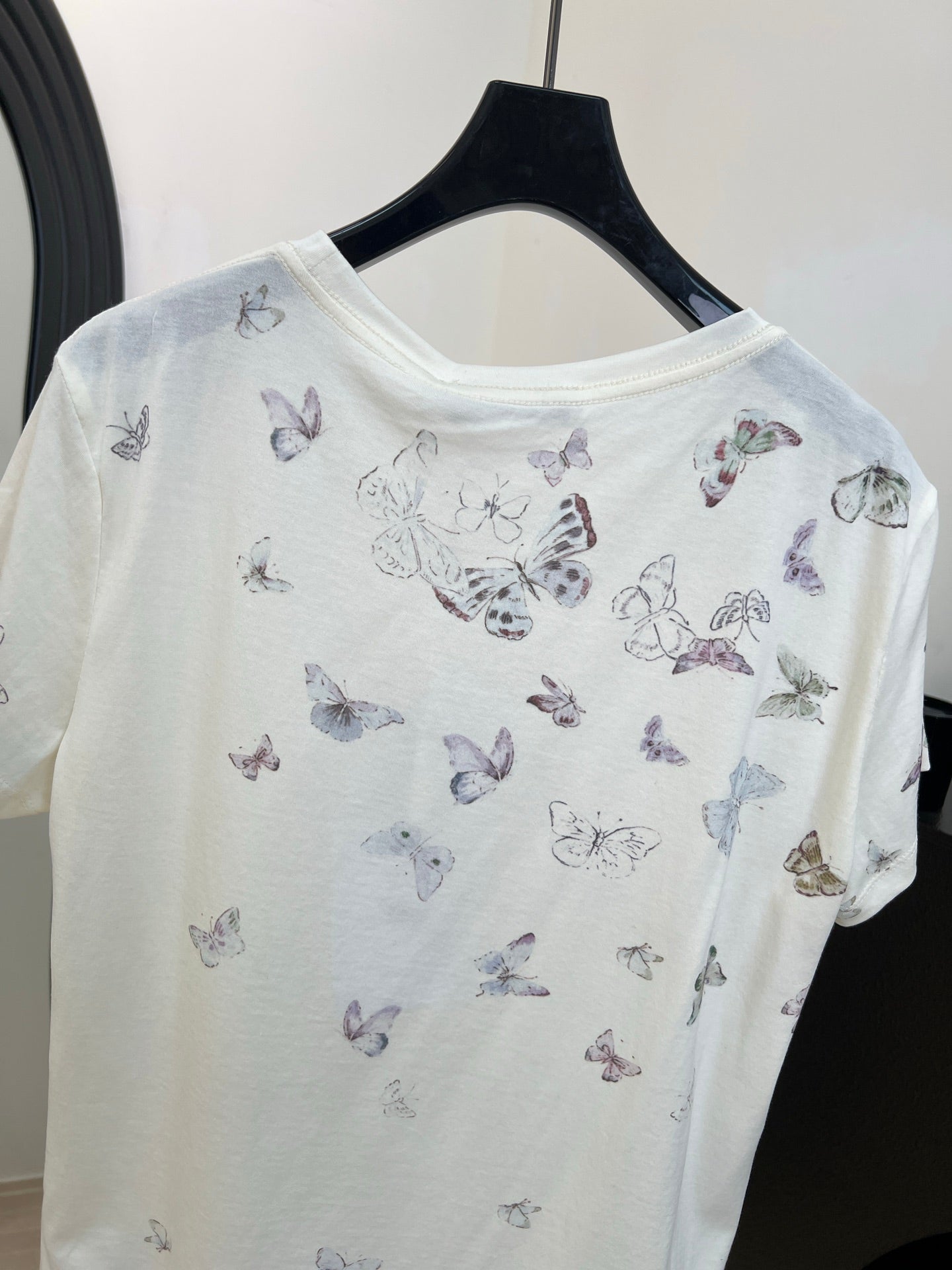Chanel 2026 Butterfly Print Mercerized T-shirt White mix Multicolors Cotton