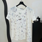 Chanel 2026 Butterfly Print Mercerized T-shirt White mix Multicolors Cotton