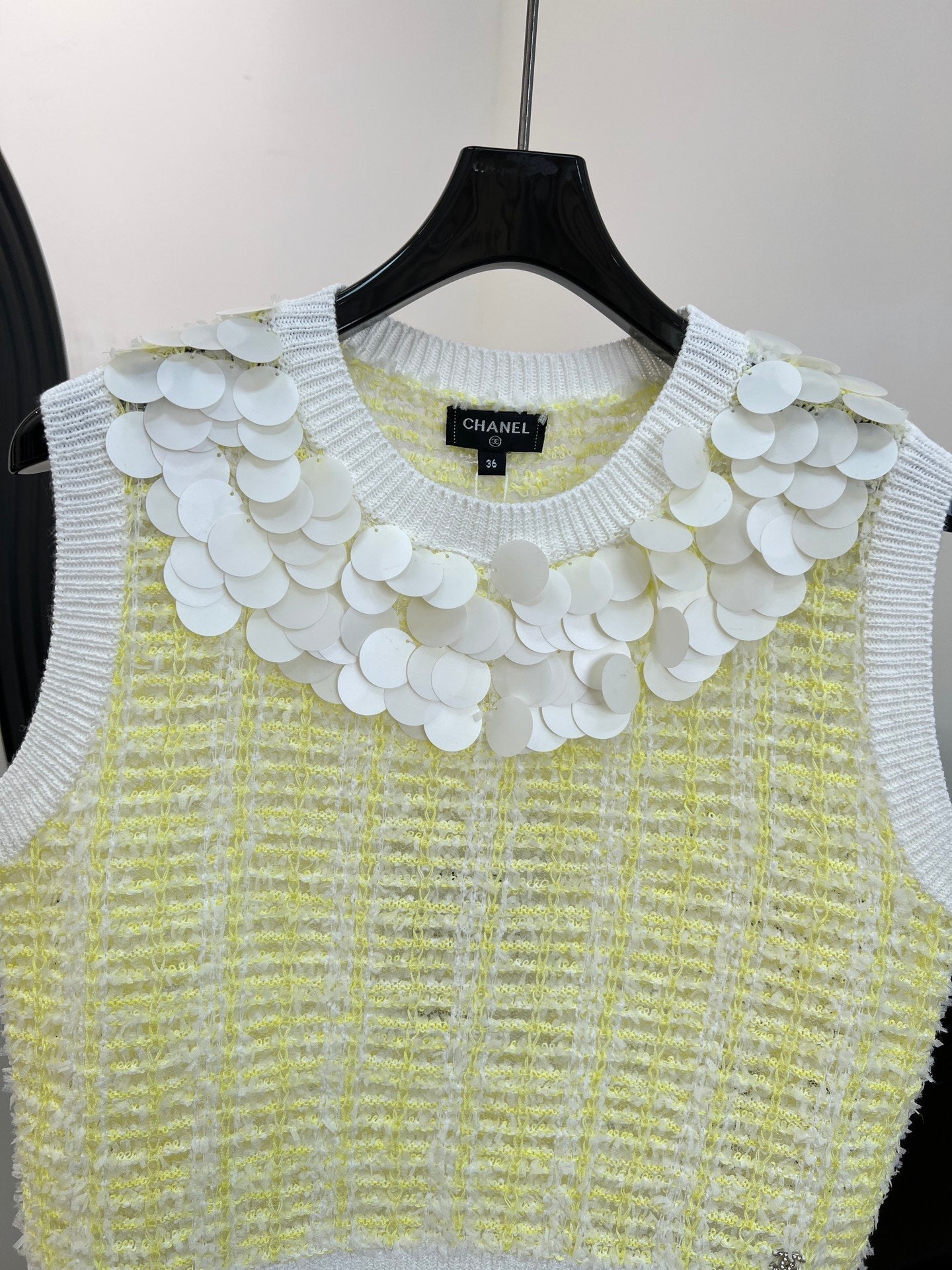 Chanel 2026 Vest Light Yellow mix White Cotton 664173