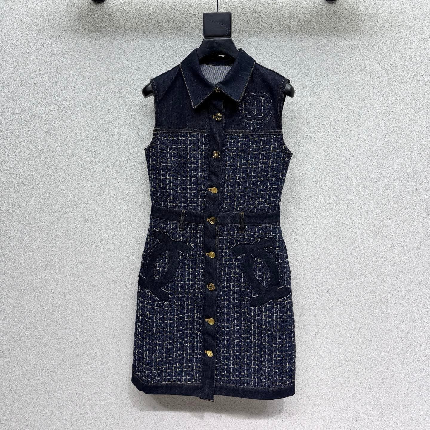 Chanel 2026 Denim Dress Navy Blue Cotton 398280