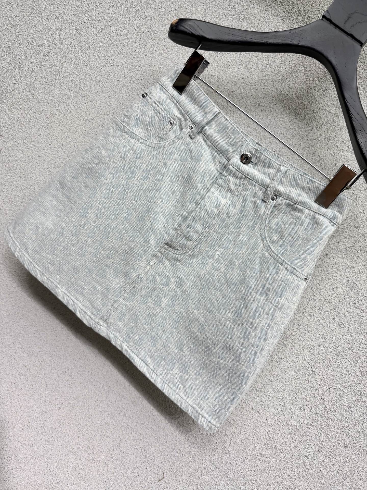 Dior 2026 Denim Midi Skirt Light Blue Cotton 400983