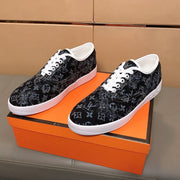 LV TRAINER BLACK MIX BLUE MONOGRAM JACQUARD