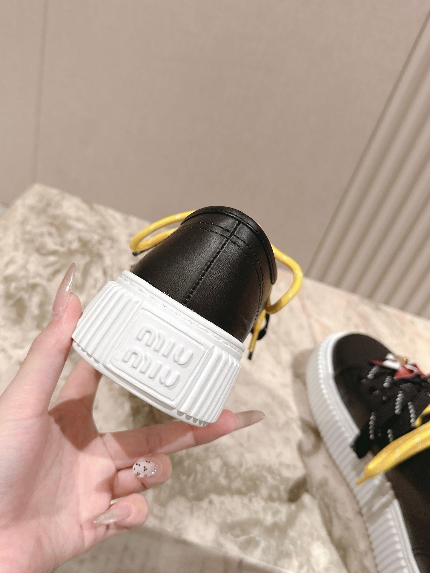 MIU MIU platform sneakers black leather 461865