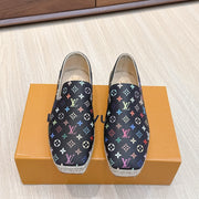 LV 26ss Loafers Black Multicolor Monogram Genuine Leather 656959