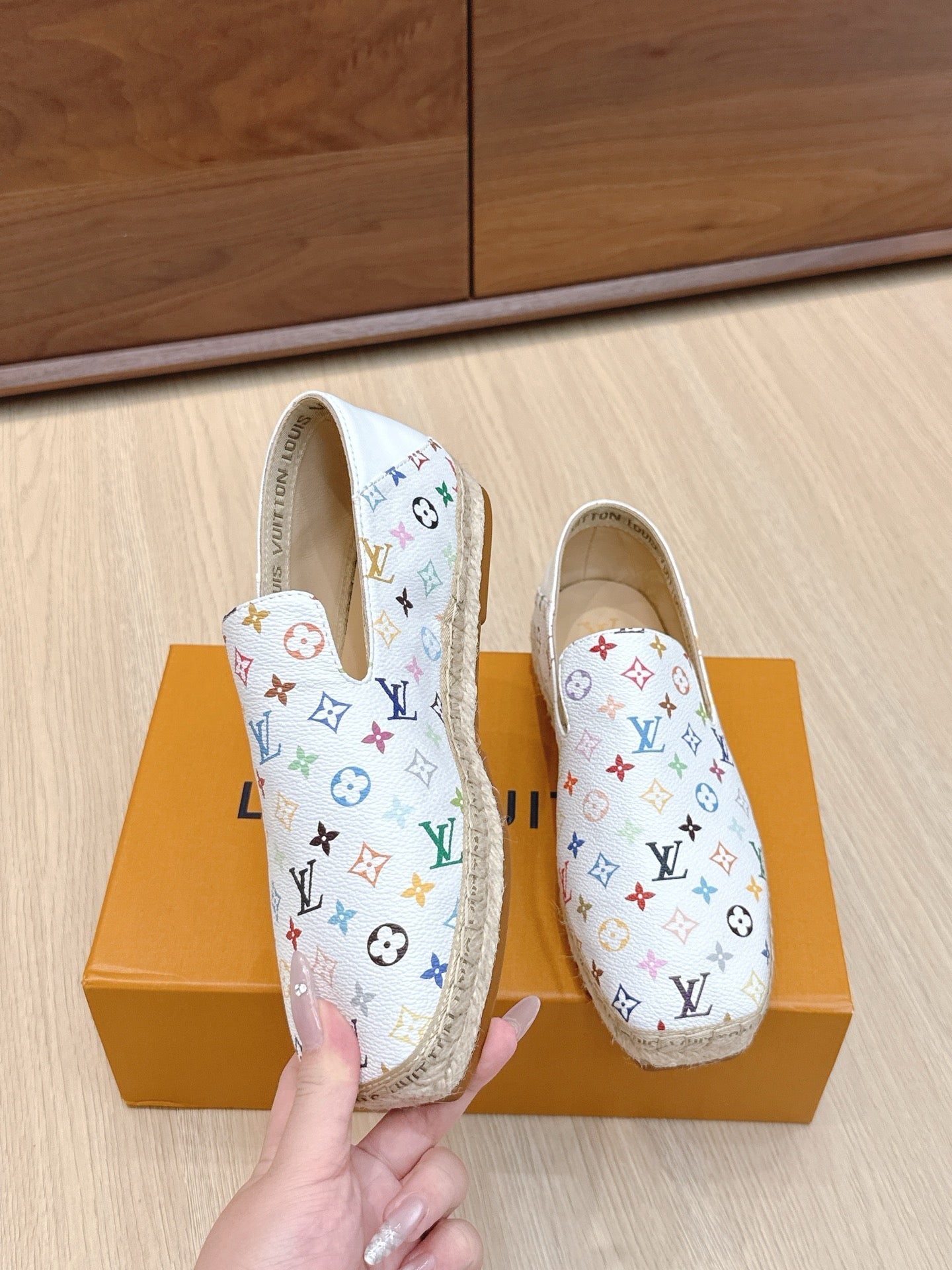 LV 26ss Loafers White Multicolor Monogram Genuine Leather 656962