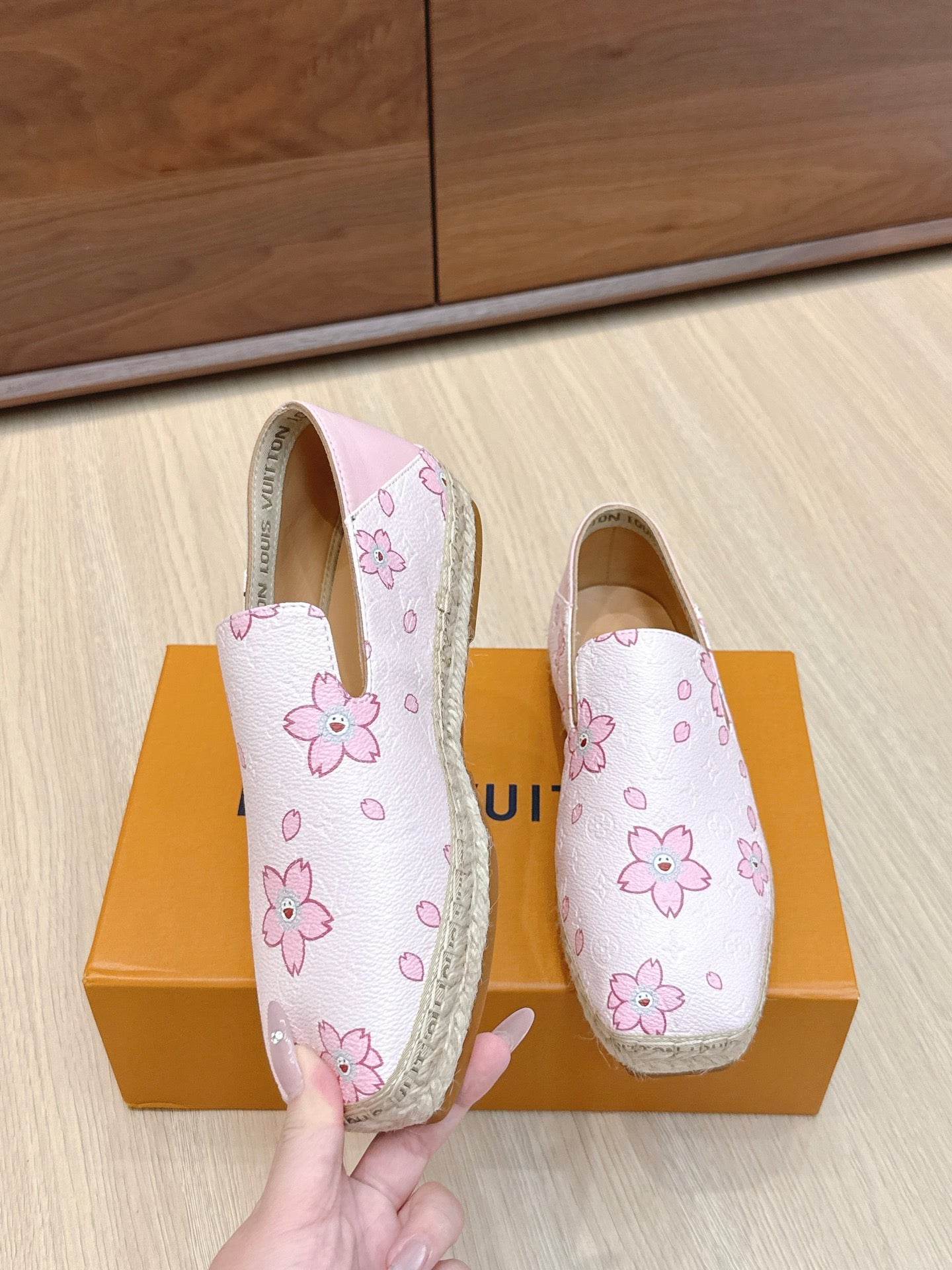 LV 26ss Loafers Light Pink Monogram Genuine Leather 656963