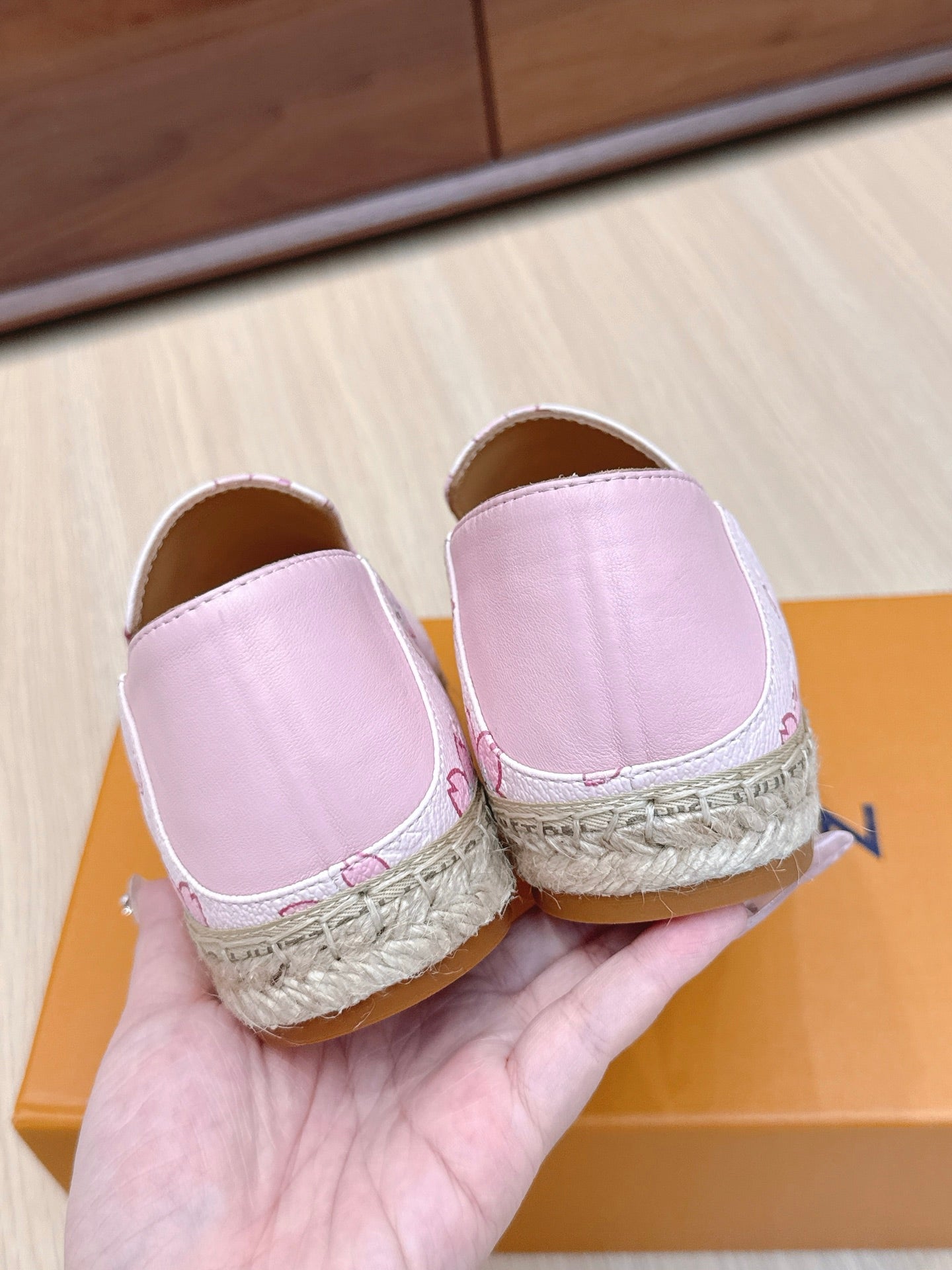 LV 26ss Loafers Light Pink Monogram Genuine Leather 656963