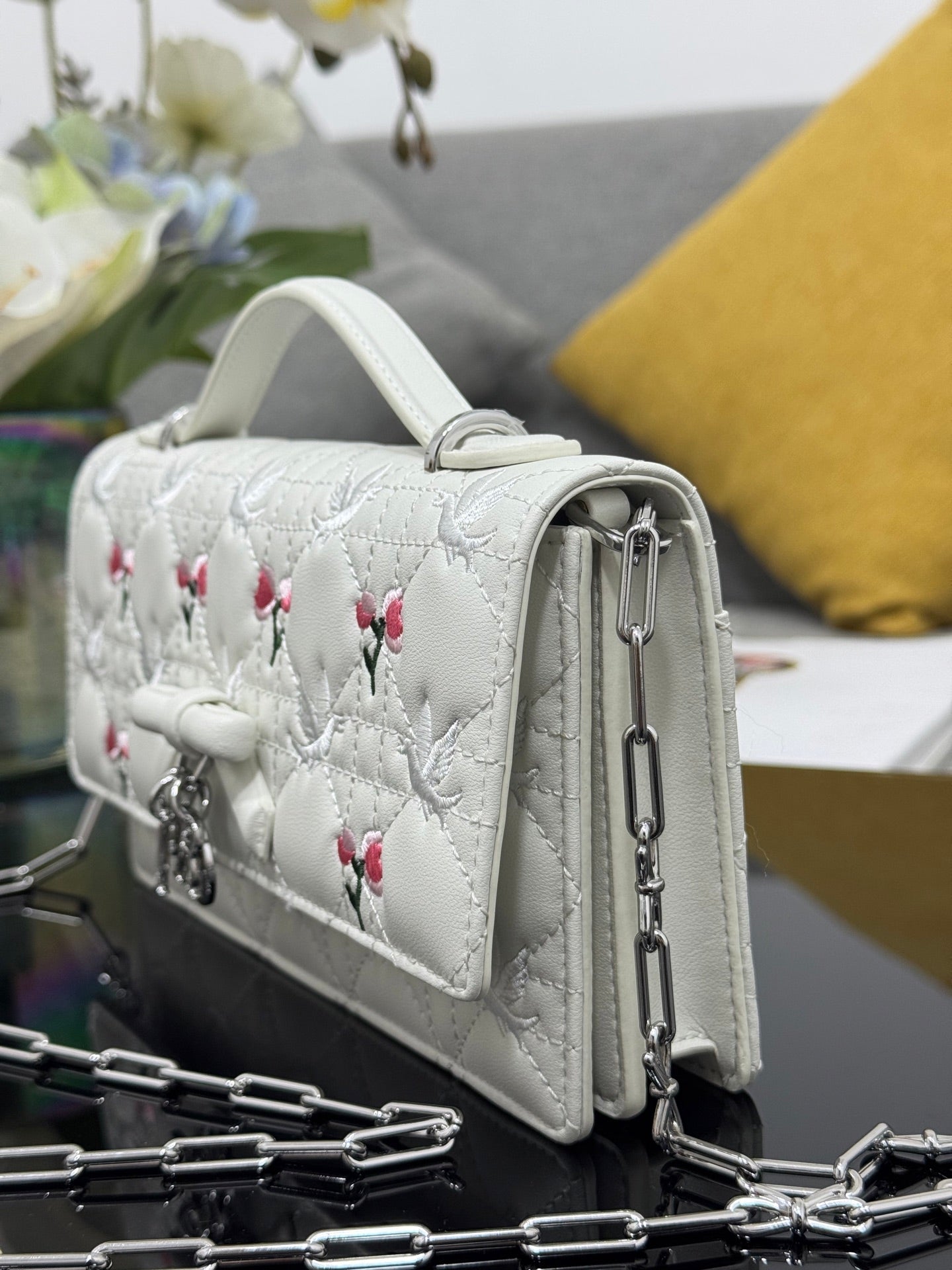 Dior 2026 Dioramour My Dior Bag 21cm White Lambskin 158285