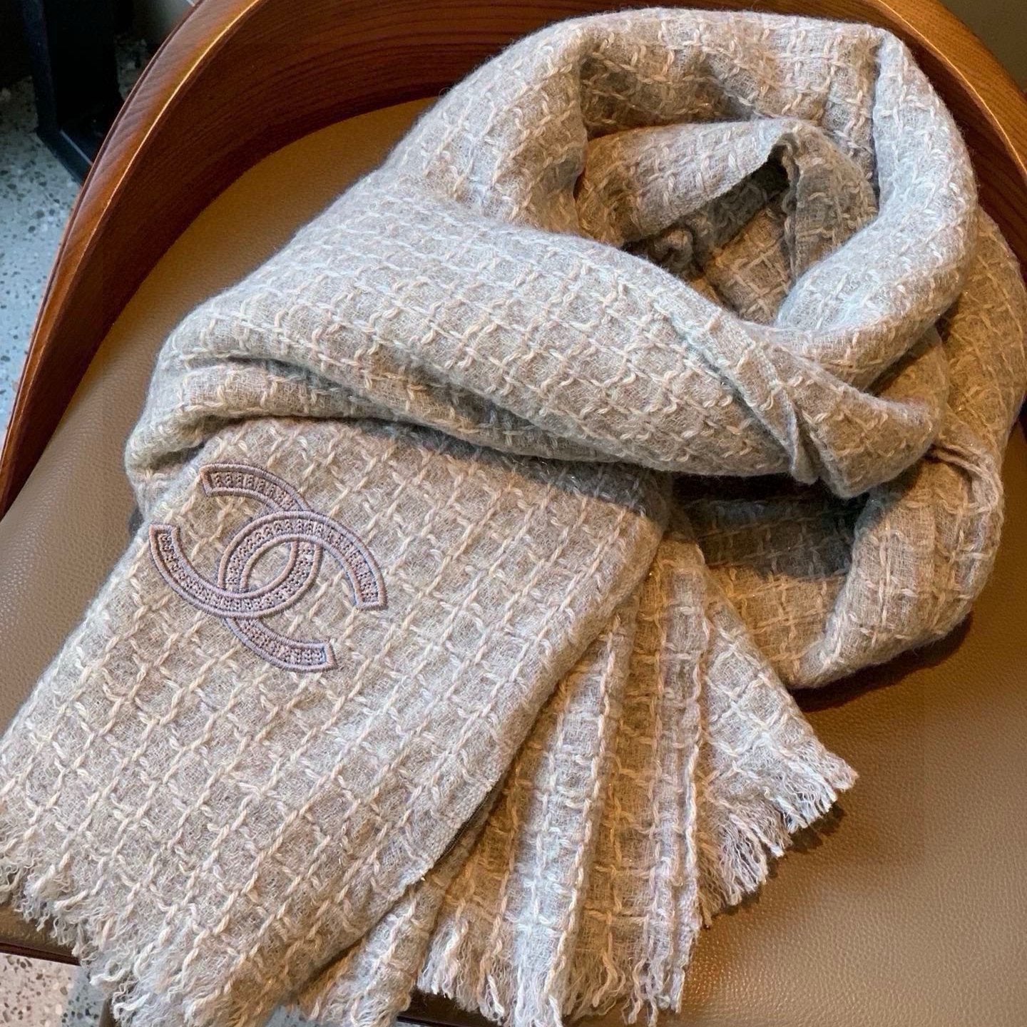 CC Scarf 200 CM In Grey White Cashmere 341245