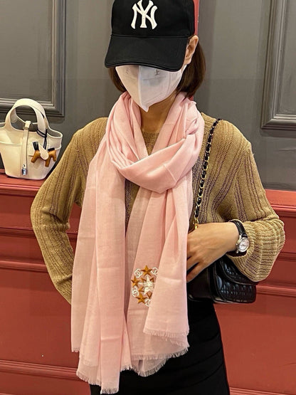 CC Scarf 200 CM In Pink Linen Fabric 407086