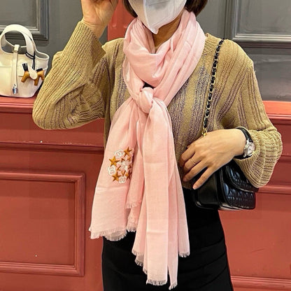 CC Scarf 200 CM In Pink Linen Fabric 407086