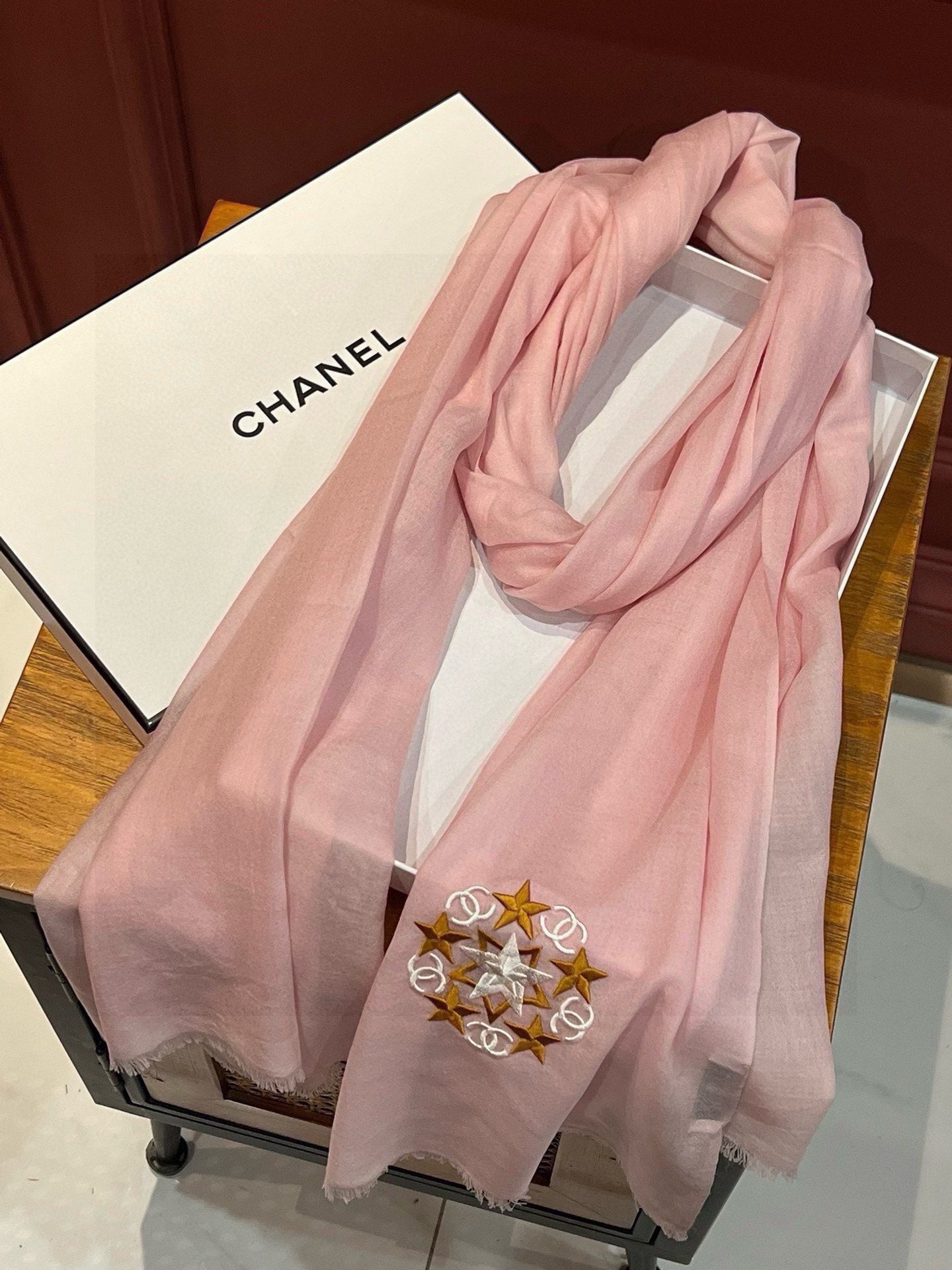 CC Scarf 200 CM In Pink Linen Fabric 407086