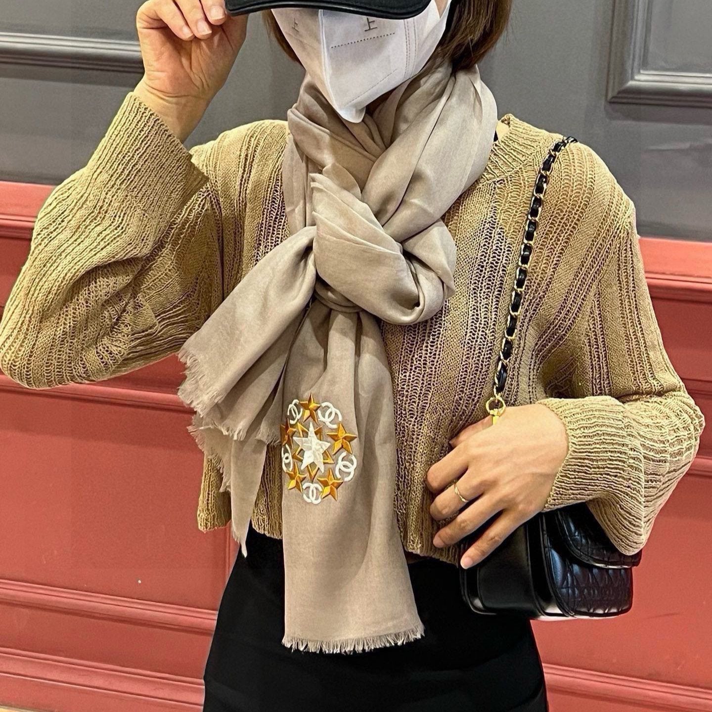 CC Scarf 200 CM In Brown Linen Fabric 407089
