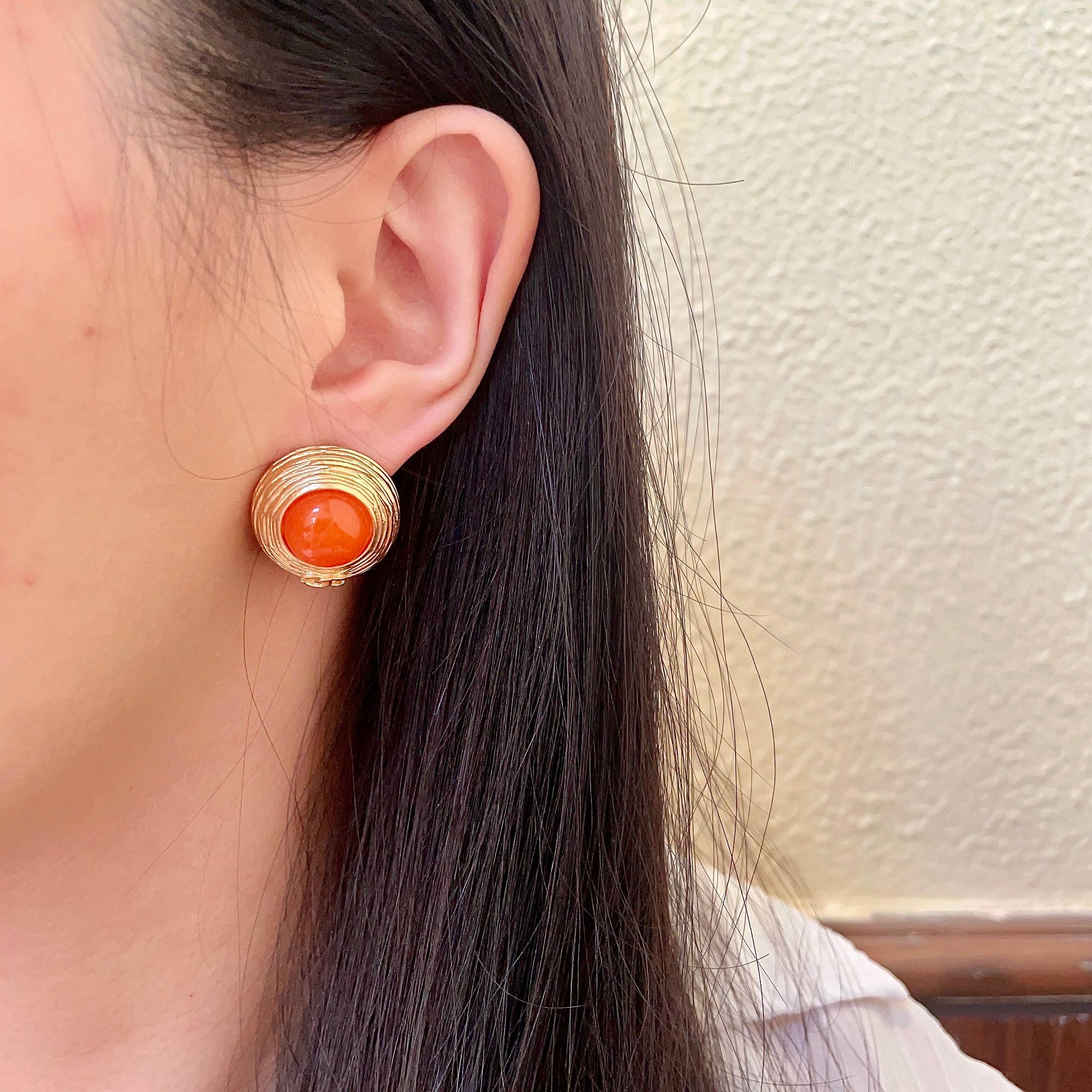 CC Vintage Orange Red Gold Earrings