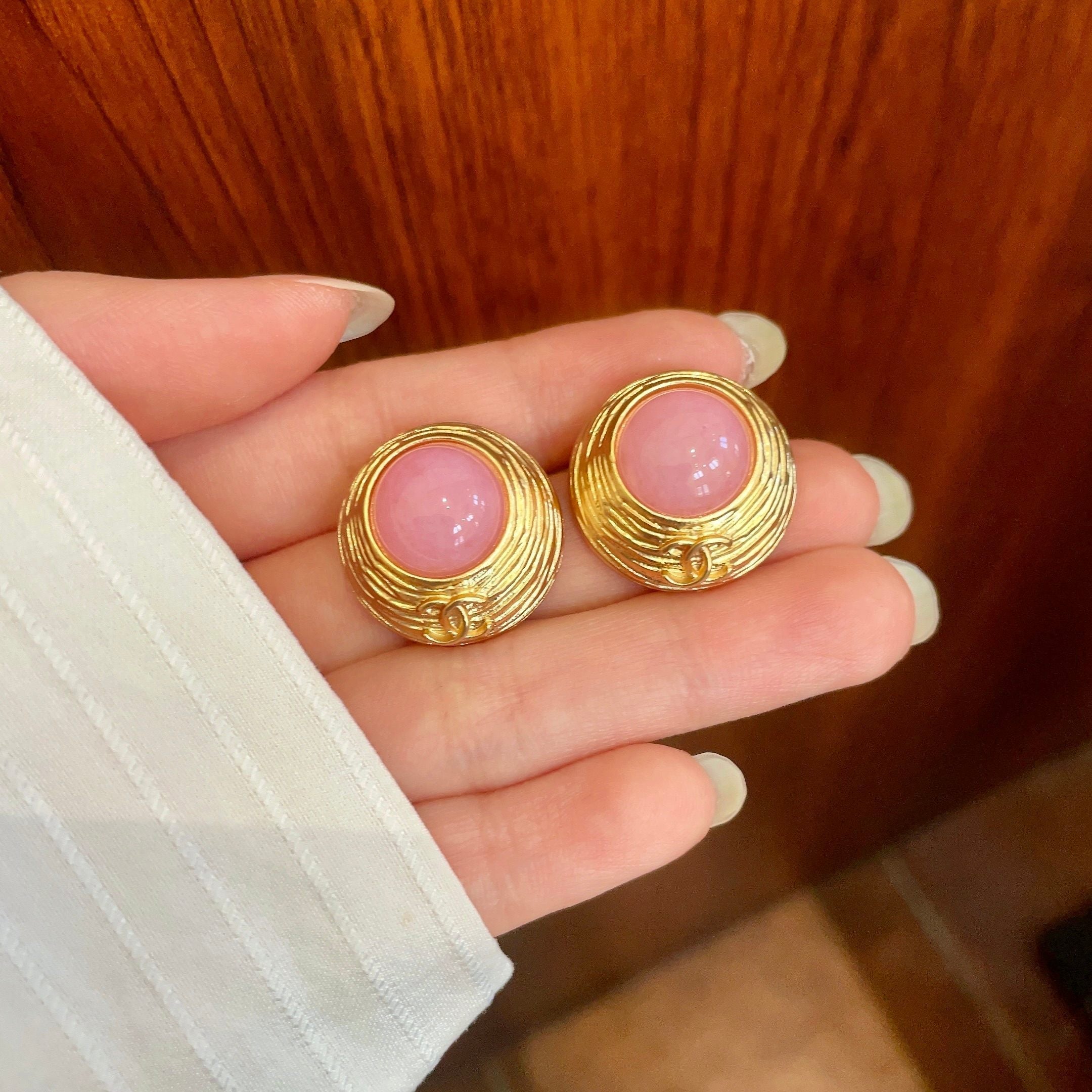 CC Vintage Gold Pink Earrings