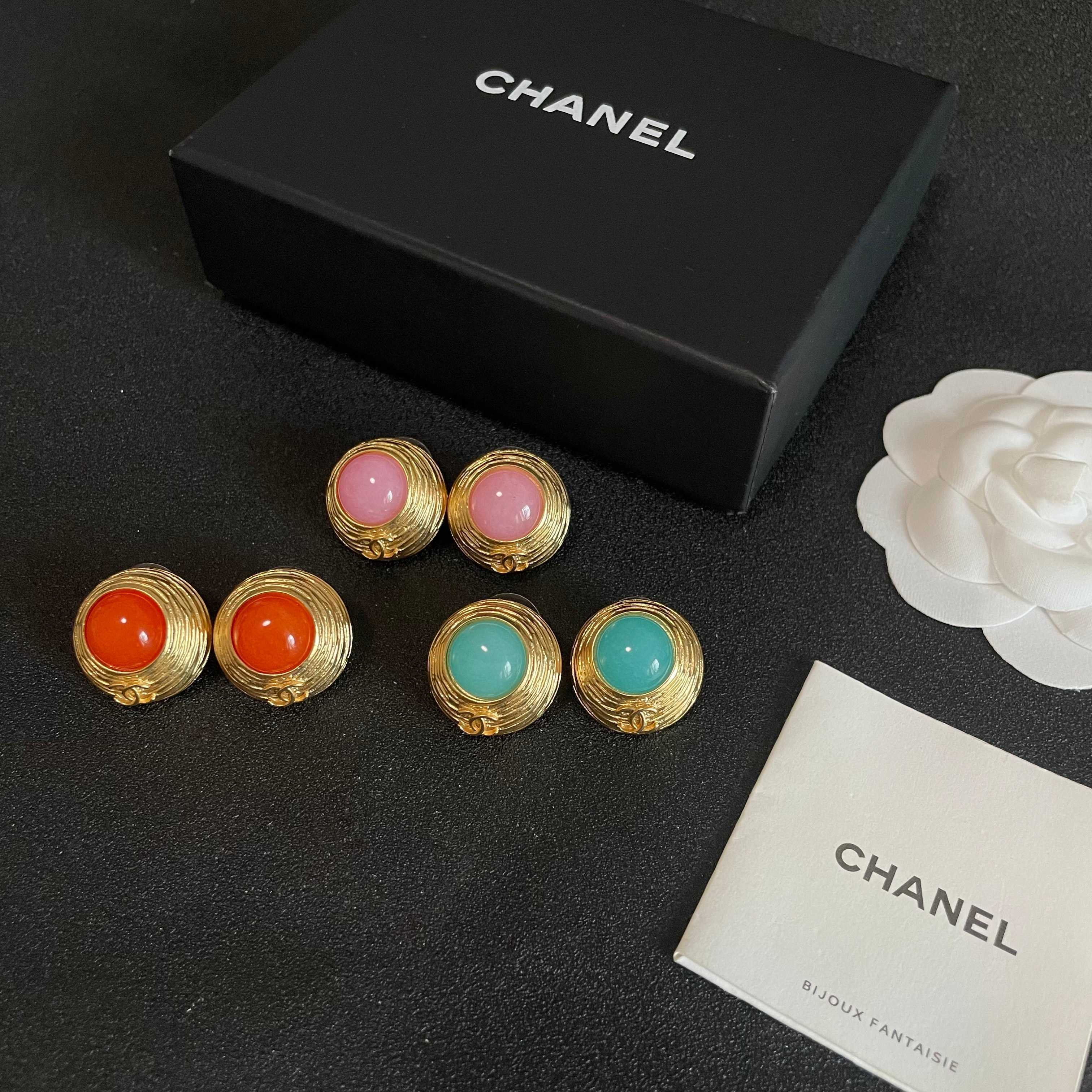 CC Vintage Orange Red Gold Earrings